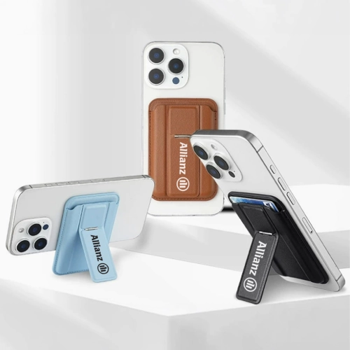 PU Leather MagSafe Card Holder with Phone Stand